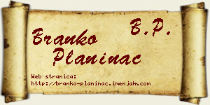 Branko Planinac vizit kartica